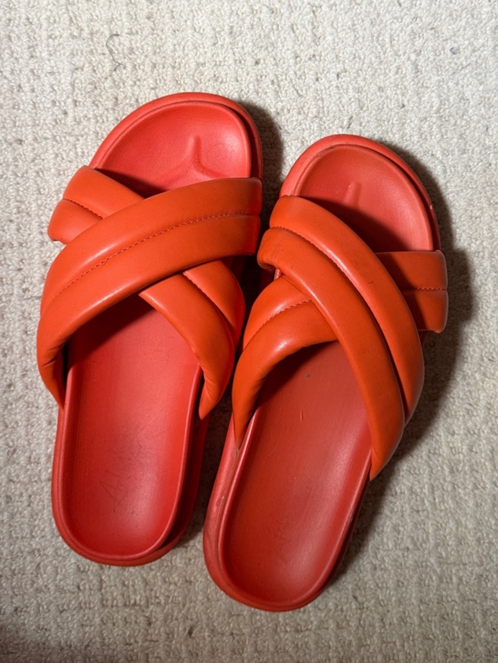 Crisscross Slide Sandals in Bright Orange
